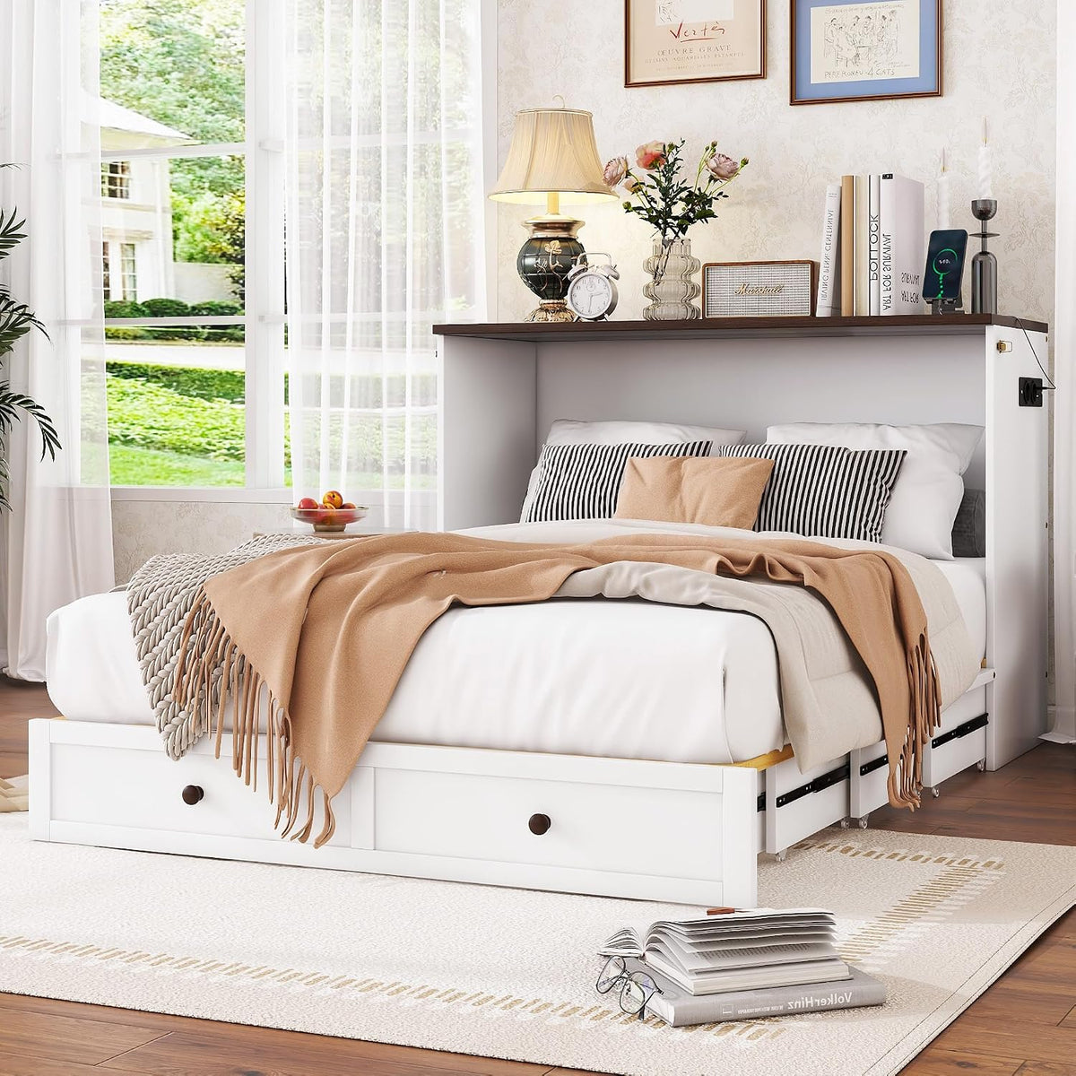 Armadio Rvjiahe, legno, MDF, con porta USB, con USB e presa di corrente