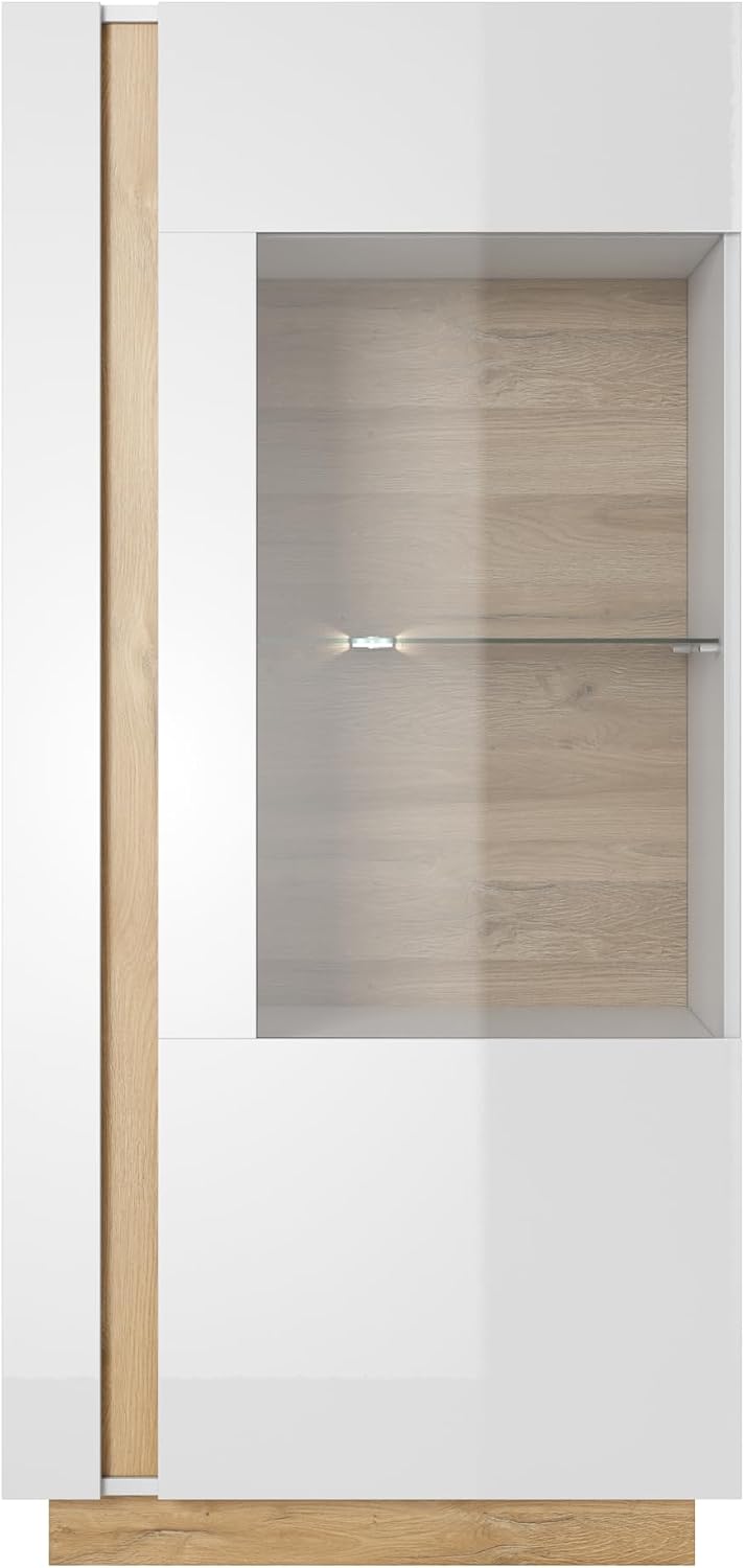 Vetrinetta ARREDO DA CASA VLK2, 3 ripiani, 72 × 154cm, Bianco, con illuminazione LED, per soggiorno