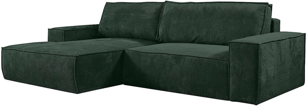 Divano letto Vente-unique, 267 × 167 × 85 cm, velluto, Verde, trasformabile, sfoderabile, per soggiorno