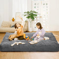 Poltrona letto GarveeHome, 2 in 1, 190 × 135 × 25cm, velluto, Grigio chiaro, trasformabile, con funzione letto, per soggiorno