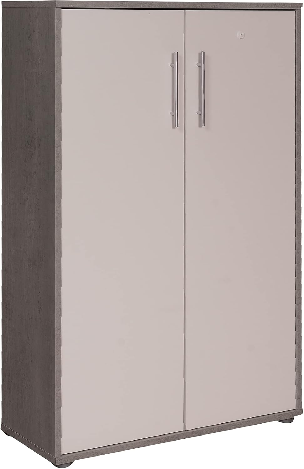 Libreria Dmora, 2 ante, 2 ripiani, 79 × 34 × 188 cm, Bianco, per ufficio, Scaffale per libri e documenti