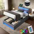 Letto contenitore Autheria, singolo, 90 × 190 cm, con contenitore, con rete a doghe, con porta USB, imbottito, per camera da letto
