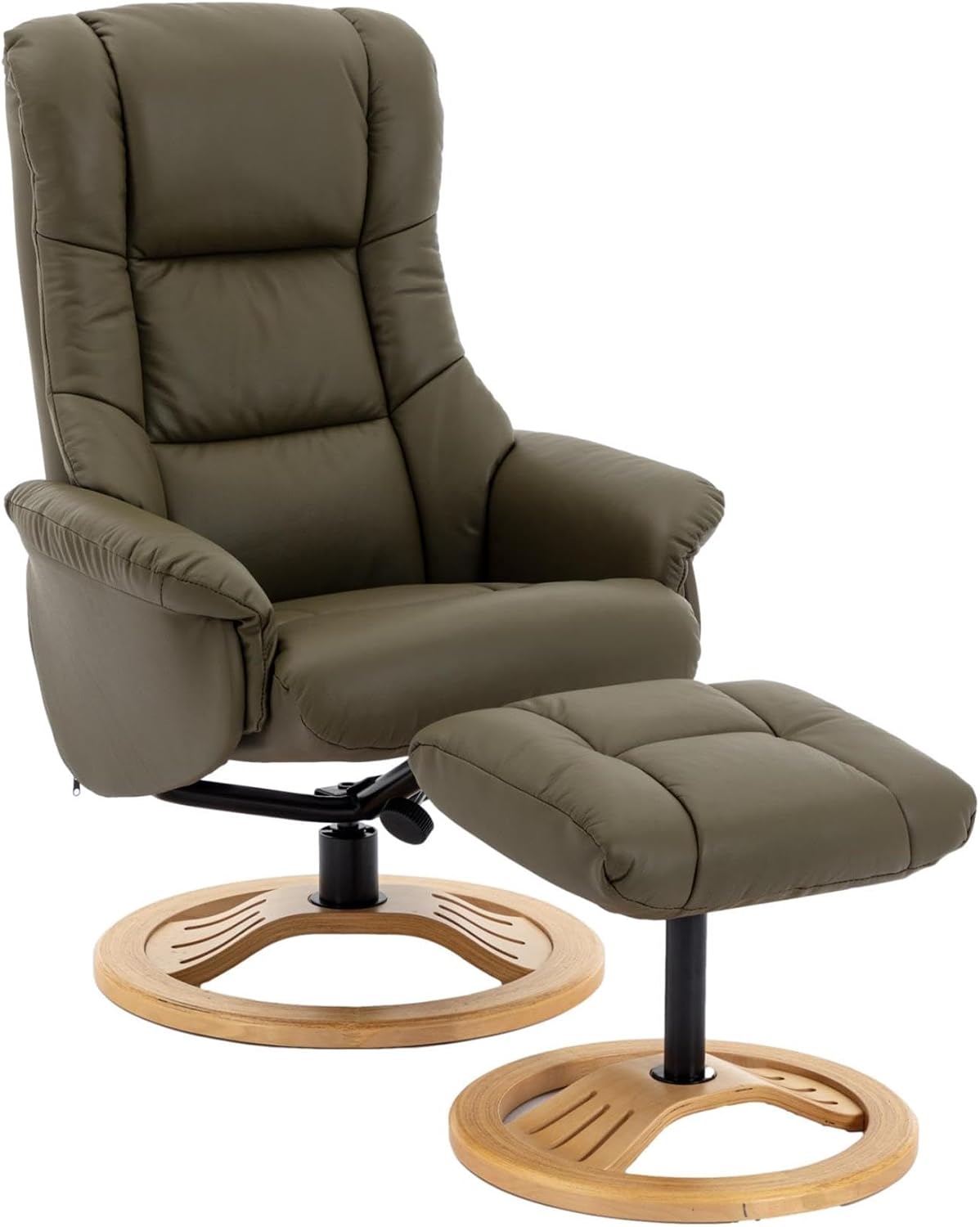 Sedia Morris Living, pelle, Verde oliva, reclinabile, regolabile, con poggiapiedi