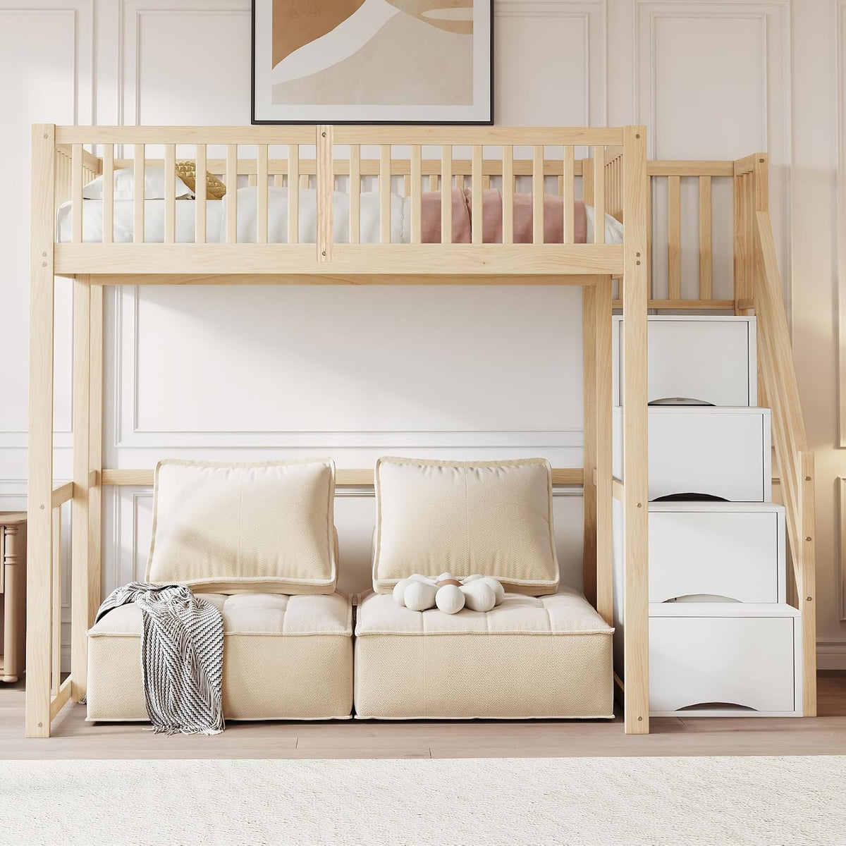 Letto Kebnor, 240 × 96 × 180 cm, legno, Bianco, per camera da letto