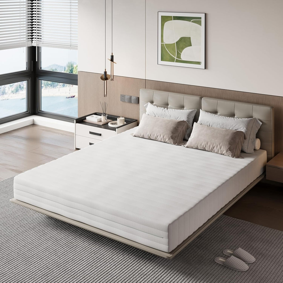 Materasso Novilla, matrimoniale, misura 160 × 190, bambù, memory foam, per camera da letto