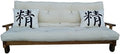 Divano letto Vivere Zen, legno, con funzione letto, con braccioli, per soggiorno, con futon Cotone rilavorato 14 cm