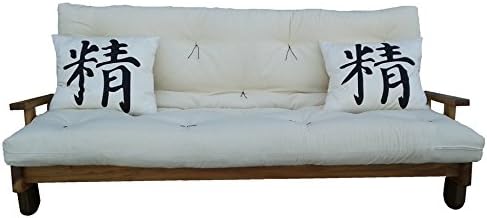 Divano letto Vivere Zen, legno, con funzione letto, con braccioli, per soggiorno, con futon Cotone rilavorato 14 cm