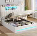 Letto contenitore AOGLLATI, matrimoniale, misura 140 × 200, con contenitore, regolabile, con illuminazione LED, con porta USB, imbottito