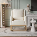 Poltrona letto CXHLXYR, 93 × 68 × 96 cm, legno, lino, Beige, per soggiorno, poltrona allattamento con cuscini