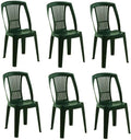 Sedia My Brand, 6 sedie, plastica, Verde, con braccioli, per giardino e terrazzo