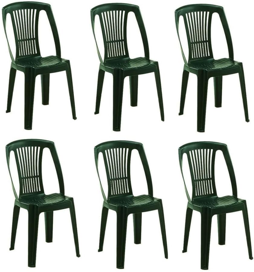 Sedia My Brand, 6 sedie, plastica, Verde, con braccioli, per giardino e terrazzo