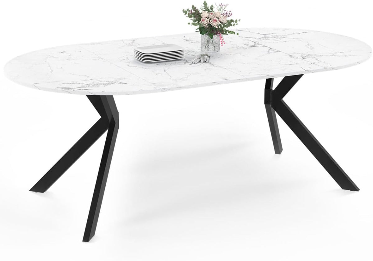 Tavolo da pranzo IDMarket, Bianco, allungabile, per sala da pranzo e cucina