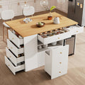 Isola da cucina Moimhear, 6 cassetti, MDF, metallo, Bianco, con contenitore, regolabile, per sala da pranzo e cucina
