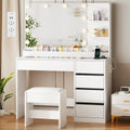 Toeletta ANWBROAD, vetro, Bianco, regolabile, con illuminazione LED, Toeletta Trucco con Luci LED e Sgabello