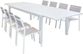 Set da pranzo da giardino milani home, 8 sedie, 55 × 57 × 85 cm, 46 × 57 × 85 cm, alluminio, textilene, Bianco, allungabile, per giardino e terrazzo