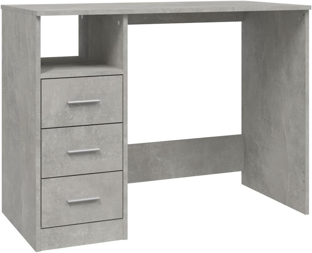 Scrivania vidaXL, 102 × 50 × 76cm, legno, Grigio, per ufficio