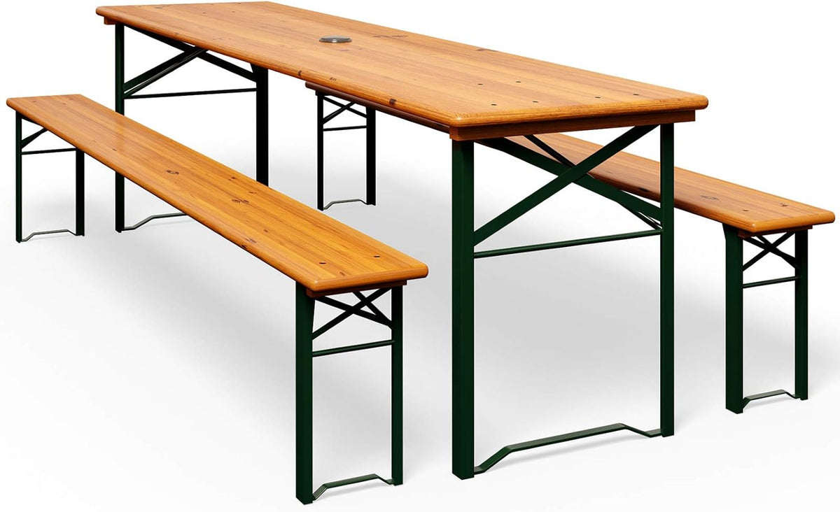 Set tavolo e panche CASARIA, 170 × 46 × 75cm, 170 × 23 × 46cm, legno, pieghevole