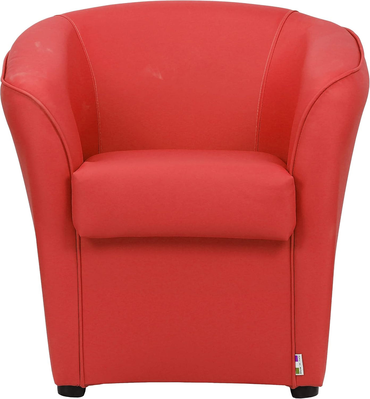Poltrona Totò Piccinni, 70 × 67 × 76 cm, similpelle, Rosso, imbottita, idrorepellente, per soggiorno