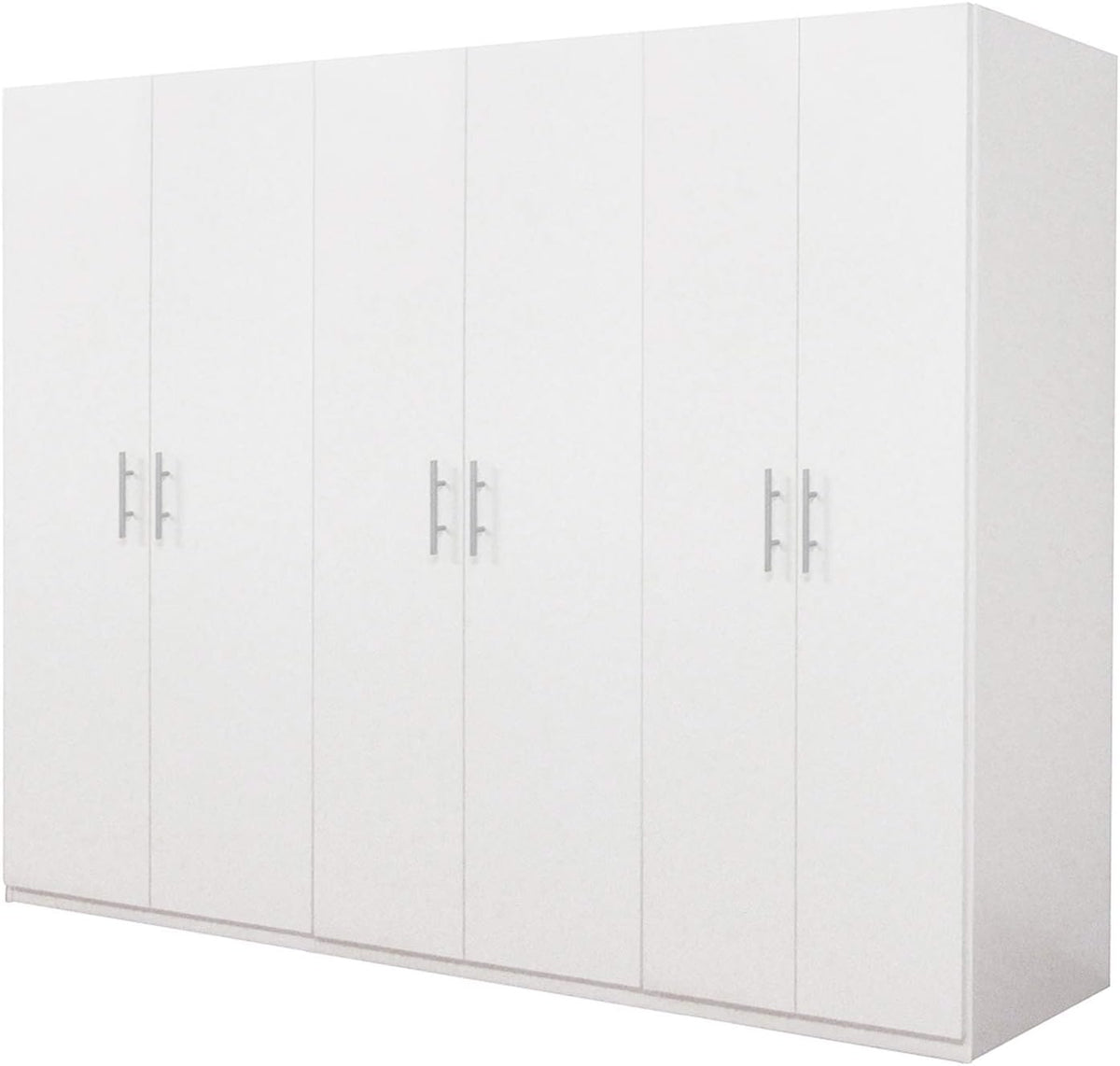 Armadio Dmora, 6 ante, 207 × 53 × 202 cm, Bianco, con tubo appendiabiti
