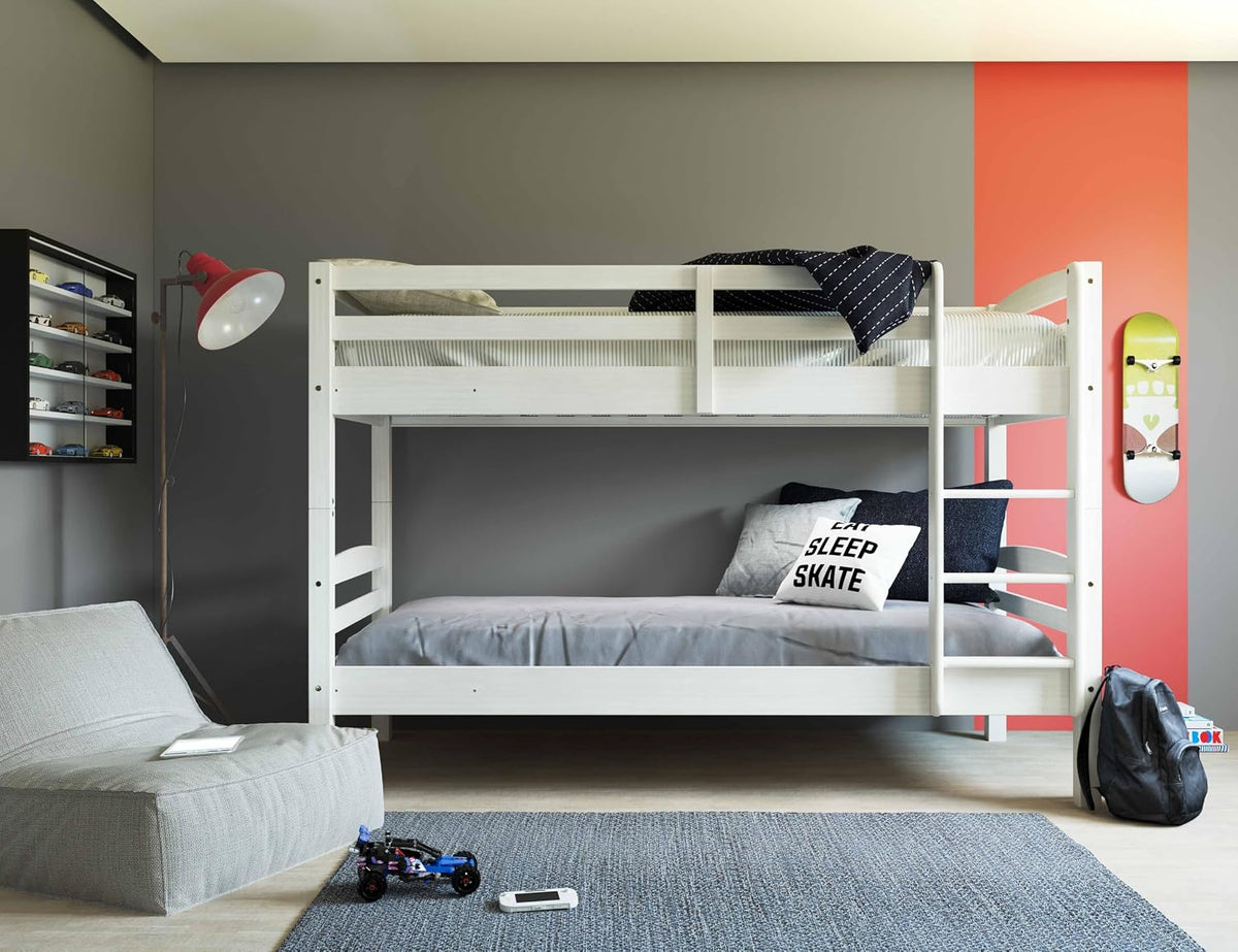Letto a castello Inter Link, 2 posti, 90 × 190 cm, 90 × 190cm, legno, Bianco, idrorepellente, per camera da letto