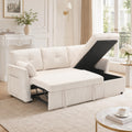 Divano letto Lubvtti, 3 posti, velluto, tessuto, Beige, trasformabile, con funzione letto, reclinabile, imbottito, per soggiorno