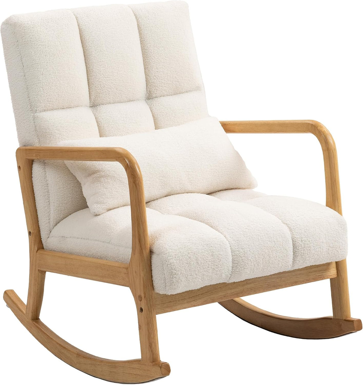 Poltrona HOMCOM, 64,5 × 82 × 89 cm, legno, Bianco, con braccioli, imbottita, per soggiorno
