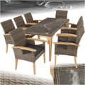 Set da pranzo da giardino tectake, 8 sedie, legno, rattan, Naturale, per giardino e terrazzo