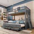 Letto a castello KUAKE, 3 cassetti, 90 × 200cm, 90 × 180cm, legno, Bianco, con rete a doghe, per camera da letto