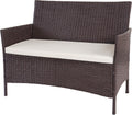 Divano Mendler, 2 posti, rattan, Marrone, con cuscino, con braccioli, sfoderabile, idrorepellente, per giardino e terrazzo