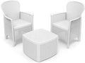 Set da pranzo da giardino Dmora, 2 poltrone, 60 × 58 × 89 cm, 53 × 53 × 40 cm, rattan, Bianco, con contenitore, per giardino e terrazzo