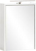 Armadietto a specchio Schildmeyer, 43,5 × 16 × 64 cm, metallo, Bianco, regolabile, con illuminazione LED