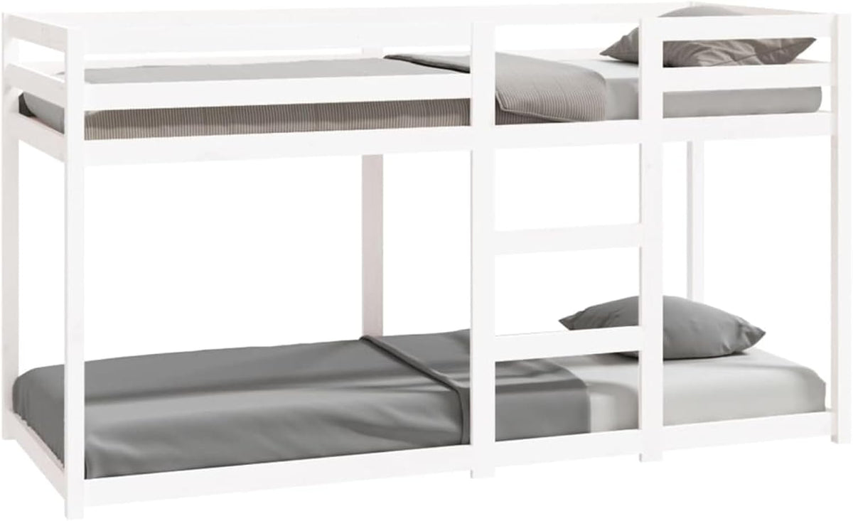Letto a castello Gecheer, 80 × 200 cm, legno massello, Bianco, per camera da letto