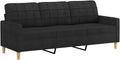 Divano vidaXL, 3 posti, 198 × 77 × 80 cm, tessuto, Nero, con braccioli, per soggiorno