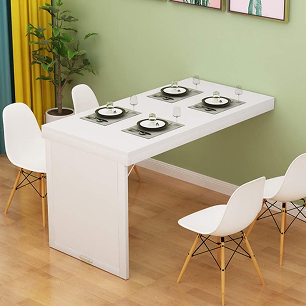 Scrivania, 120 × 40 × 75 cm, legno, Bianco, pieghevole, per ufficio