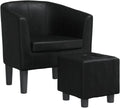 Poltrona vidaXL, 70 × 56 × 68 cm, 31 × 31 × 32 cm, similpelle, Nero, con poggiapiedi, con braccioli, per soggiorno
