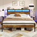 Struttura letto DICTAC, 160 × 200 cm, metallo, con rete a doghe, con illuminazione LED, con porta USB, per camera da letto
