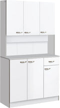 Credenza HOMCOM, 101 × 39 × 180 cm, Bianco, regolabile, per soggiorno e sala da pranzo