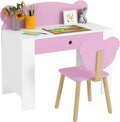 Set scrivania e sedia per bambini AIYAPLAY, con sedia, legno, Rosa, Età 3-8 Anni