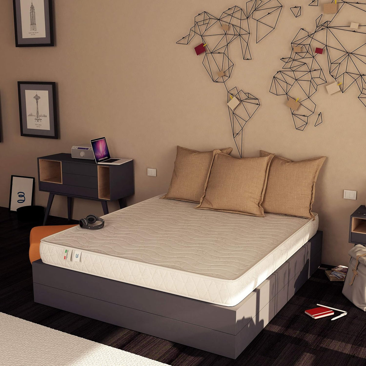 Materasso Baldiflex, 140 × 190 × 18 cm, misura 140 × 190, Bianco, sfoderabile, per camera da letto