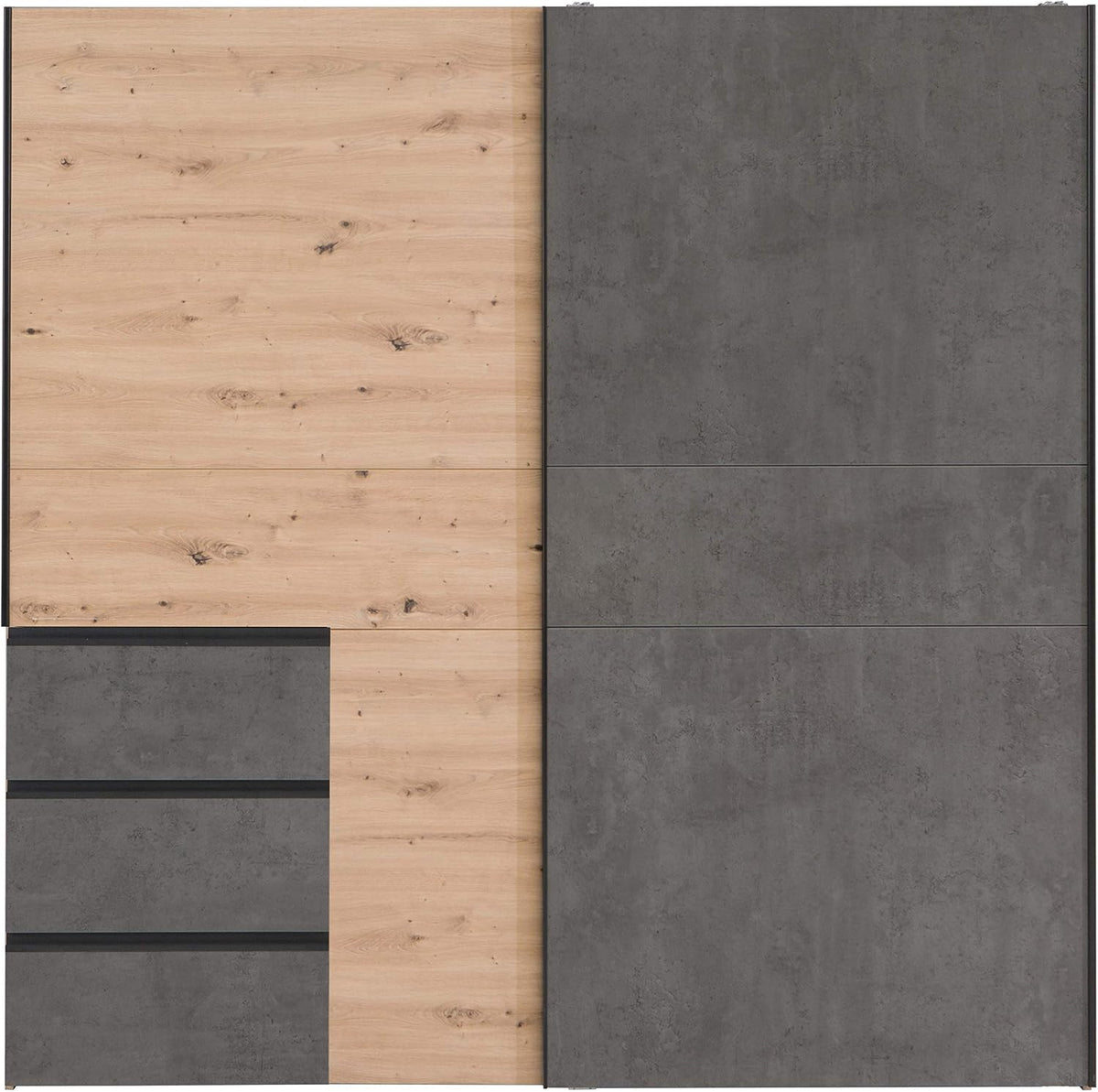 Armadio AVANTI TRENDSTORE, 200,1 × 200,5 × 61,2 cm, legno, Grigio scuro, con ante scorrevoli