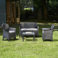 Set da pranzo da giardino Dmora, 2 poltrone, rattan, Antracite, idrorepellente, per giardino e terrazzo