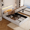Letto contenitore KUAKE, matrimoniale, una piazza e mezza, 140 × 200 cm, MDF, lino, con contenitore, con porta USB, per camera da letto