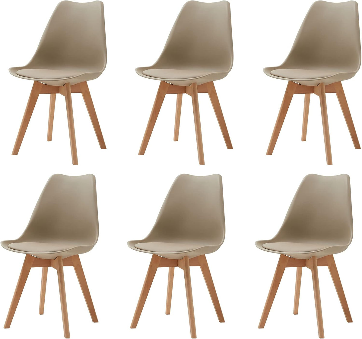 Sedia GrandCA HOME, 6 sedie, legno massello, Beige, imbottita, per sala da pranzo e cucina