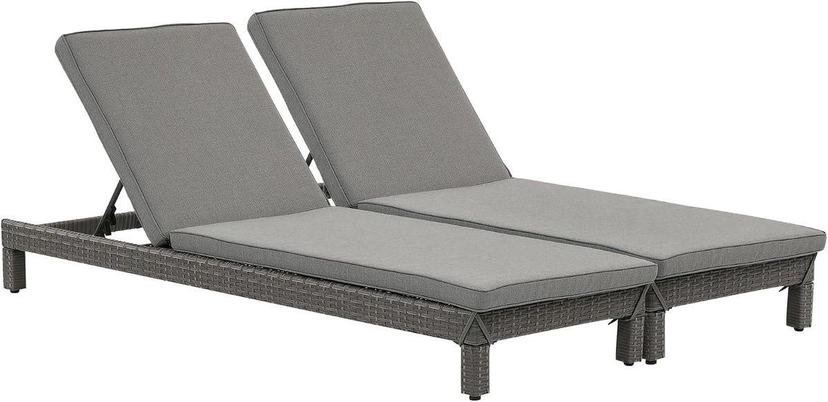 Lettino prendisole Outsunny, 196 × 65 × 22cm, acciaio, rattan, Grigio, con cuscino, regolabile, imbottito, per giardino e terrazzo