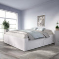 Letto Dmora, 140 × 190 cm, misura 149 × 195, Bianco, per camera da letto, 149x195 h39 cm