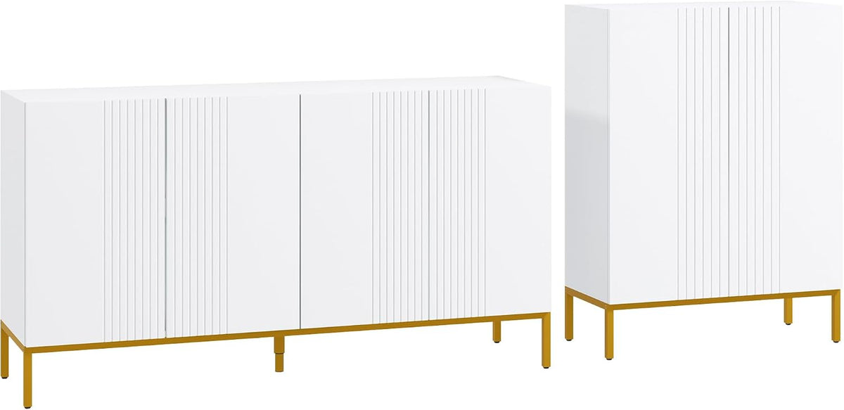 Credenza HOMCOM, legno, metallo, Bianco e oro, regolabile, per soggiorno