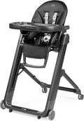 Seggiolone Peg Perego, similpelle, Nero, reclinabile, regolabile, pieghevole, con poggiapiedi, imbottito