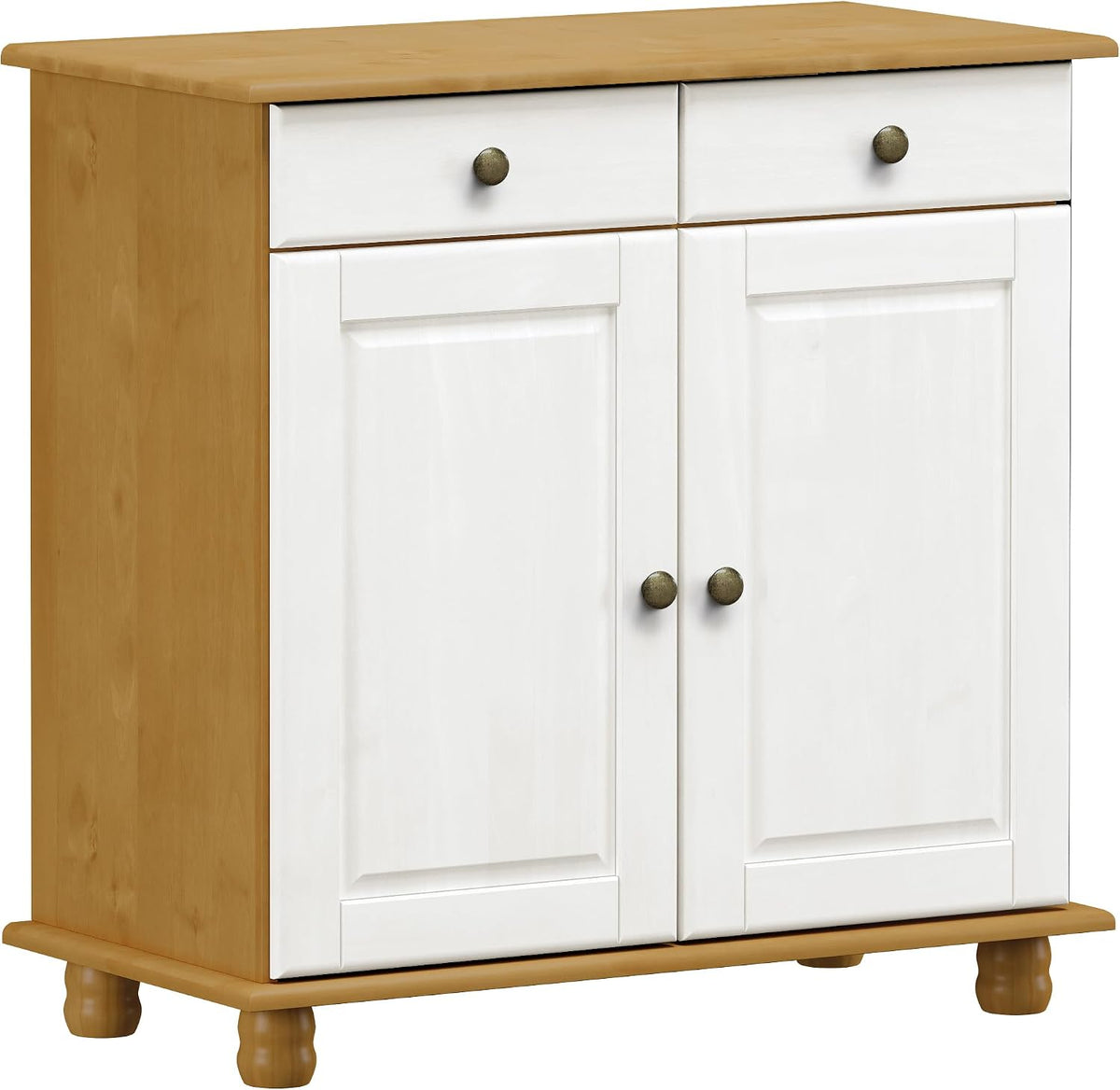 Credenza Domo Mea, 2 ante, 2 cassetti, 88 × 43 × 86 cm, legno, Bianco, per soggiorno