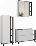 Set di mobili da bagno Vicco, 100 × 65 × 35 cm, Bianco e antracite, per bagno