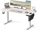 Scrivania SONGMICS LSD136W01, 160 × 70 cm, acciaio, tessuto, Bianco, elettrica, regolabile, con porta USB, per ufficio